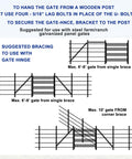 Diagrams showing suggested bracing for installing 1 Set Heavy Duty T Post Gate Hinge Pins Made From Solid Steel Farm Gate Hanger Hardware