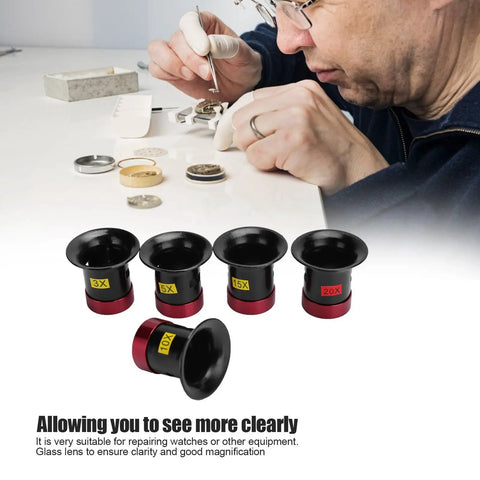 Watchmakers Loupe Set With 3X 5X 10X 15X And 20X Magnifiers Aluminum Alloy Construction for jewelry repair and inspection close-up