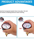 Dual Display Boiler Gauge Kit With 2.5 Inch Dial That Reads Pressure And Temperature, 0 To 75 PSI And 70 To 320 Fahrenheit, hands adjusting gauge