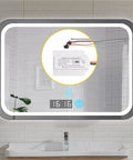 Bathroom Vanity Mirror With Touch Sensor Built In Clock And Temperature Display Capacitive Touch Switch Over Sink