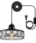 Plug In Pendant Light With 15 Foot Cord Dimmable Inline On Off Switch Dope Modern Crystal Chandelier Hanging Lamp