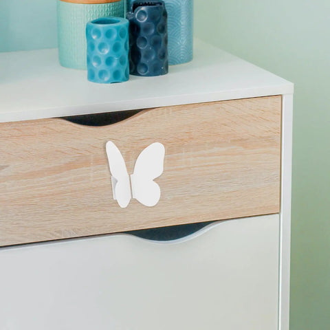 Butterfly Cabinet Handles And Drawer Knob Set In Vintage White Finish Easy Grip Metal Pulls For Dresser And Kitchen Cabinets
