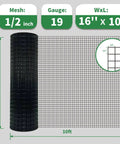 Heavy Duty PVC Coated Hardware Cloth Wire Mesh Roll 16 Inch By 10 Foot Half Inch Openings 19 Gauge Galvanized Steel Welded Fencing