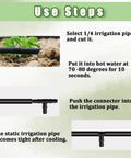 Instructions for using Pro Grade 220 Piece Barbed Irrigation Fittings Kit For One Quarter Inch Tubing with visual steps.