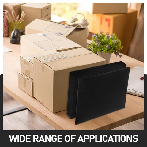4 Pack Easy Tear Sponge Foam Inserts For Protective Packaging Cushioning alongside cardboard boxes on a desk