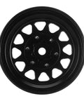Front view of Beadlock Brass Wheel Rims 68g With 3.75mm Offset For SCX24 TRX4M Upgrade Fits 1/24 And 1/18 RC Crawler Cars.