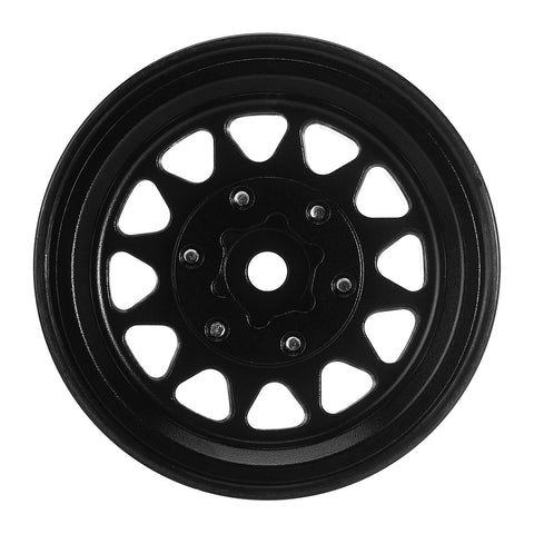 Front view of Beadlock Brass Wheel Rims 68g With 3.75mm Offset For SCX24 TRX4M Upgrade Fits 1/24 And 1/18 RC Crawler Cars.