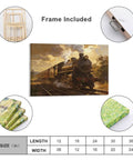 Framed Vintage Steam Train Wall Art Canvas Print for Living Room, Office, and Bedroom Decor, Classic Locomotive Railway Picture, 8x12"