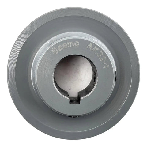 Top view of Beefy Cast Iron V Belt Pulley 1 Inch Bore, 3.25 Inch Outer Diameter, One Groove Motor Pulley For A V-Belt Section A, 3L And 4L V Belts