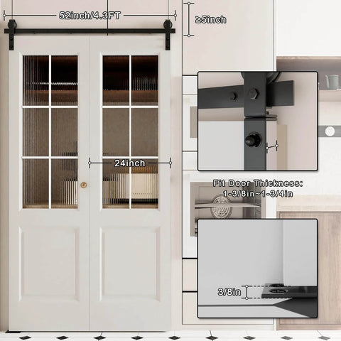 Bi Fold Barn Door Hardware Kit For Two Doors With Low Ceiling Roller System Lite Version Fits 24 Inch Bifold Doors No Door Included
