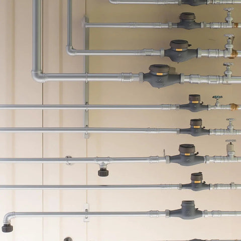 Installed 304 Stainless Steel Pipe And Three Eighths Inch NPT Male Threaded Nipples Set, Heavy Duty SCH40, in a plumbing setup.