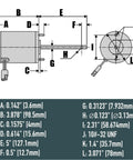 Technical diagram of Replacement Motor For ATV Broadcast Spreader S100 12V DC 18W 900RPM 2.5A Beefy IP67 Sealed With Long Lasting Brush Life
