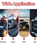 Image showing applications of the 84 Piece Tire Repair Kit With Screw In Plugs For Punctures And Holes on motorcycle, truck, ATV, and car.