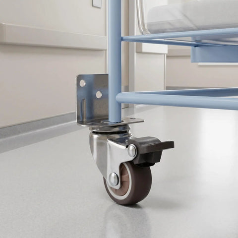 4 Pack One And A Half Inch Side Mount Quiet Furniture Casters With Locking Brake TPR Rubber on hospital cart