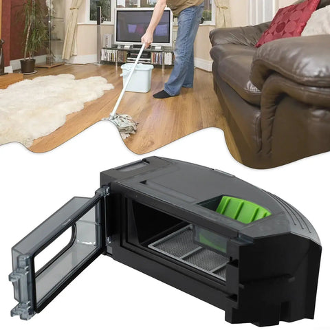 Premium ZUZZEE Replacement Vacuum Dirt Bin Compatible With Roomba I1 I3 I4 I5 I6 I7 I8 Plus on a clean floor with a mop.