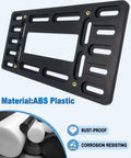 Front License Plate Mounting Kit With Black Aluminum Frame And Plastic Bumper Tag Adapter Copper Thread Screws Caps And Stainless Zip Ties For Quick No Drill Or Two Hole Bumper Install And Easy Setup