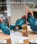 Heavy Duty Cordless Electric Scissors And Cardboard Cutter With Safety Lock Rechargeable Battery Led Light For Leather Carpet Plastic Cutting Tool Fast Easy Trim Power Rotary Blade Replacement in use cutting cardboard.