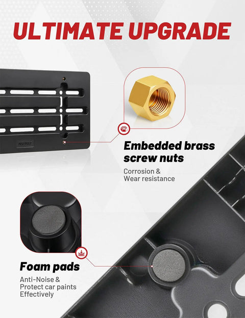 No Drill Front License Plate Bracket Universal Mount with brass nuts and foam pads for car truck SUV bumper
