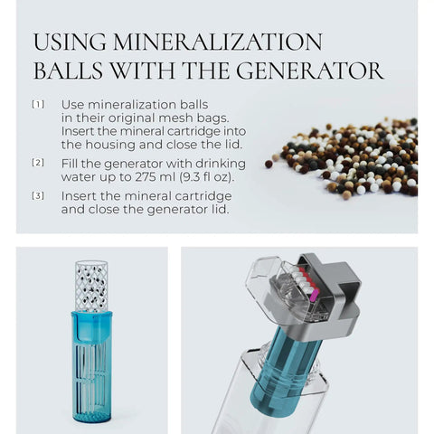 Mineralization balls and cartridge for Hydrogen Water Bottle Generator Pro Portable Alkaline H2O Machine With 9000 PPB Quick 3 Minute Cycle