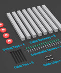 Open Slot Wire Duct Kit for Desk and Server Racks, 125.6 Inch Length, Eight Channel 15.7 Inch Lanes, Cable Raceway, Grey
