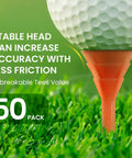 Unbreakable Plastic Golf Tees 3 1/4 Inch Long You Can Really Count On, 50 Pack, showing golf tee in grass with ball above.