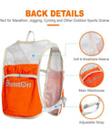 Women's Lightweight Hydration Running Vest For Jogging Hiking Marathon And Cycling With 6 Pocket Storage in orange back view