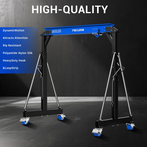 Beefed Up 2 Ton Gantry Crane Up To 4500 Lbs Capacity Adjustable Height 8.53 To 12.47 Ft 6.56 Ft Width Steel I Beam Construction Portable Shop Hoist For Factories And Warehouses Blue 2026 Upgraded front view