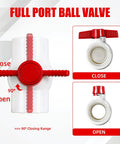 Five Pack 1 Inch PVC Ball Valves With T Handle Water Shut Off, 1 Inch Female Threaded NPT, PVC Ball Valve 150 PSI For Pool
