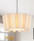 Boho Wood Beaded Pendant Chandelier 4 Light Orb Light Fixture for Farmhouse Vibes in living room setting