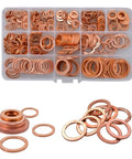 Multi Material Flat Washers Kit Copper Brass Stainless Steel Aluminum Assorted Seals Spacers For M5 To M14 100 Pieces Heavy Duty Washer Set For Home Workshop And DIY Projects, copper washers in organizer case