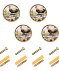 Sunflower Butterfly Gold Cabinet Knobs 4 Pack Round Drawer Pulls For Cabinets with dual screws and anchors shown