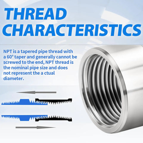 Hex Coupling Pipe Fitting One Half Inch NPT Female To One Half Inch NPT Female Stainless Steel 304 showing internal thread characteristics