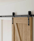 Six Foot J Shape Sliding Barn Door Hardware Kit For A Single Wooden Door With Frosted Black Finish Track System Vintage Closet Hardware