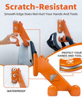 Heavy Duty Chainsaw Hanger Wall Mount 2 Pack For Garage Organization, showing scratch-resistant orange steel mount with tools