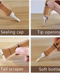 Heavy Duty Wood Repair Kit And Touch Up Paint For Furniture Scratches And Stains Hardwood Floor showing tool features like soft bottle and tip opening.