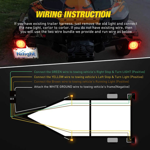 Two Pack LED Trailer Heavy Duty Light Kit With Halo Glow Ring Submersible Lights wiring instructions for 12V trailer