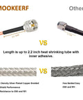 RG316 Coax Cable 25 Foot UHF PL259 Male To Male 50 Ohm For HAM, silver-plated core vs. standard braid, 2.2 inch length