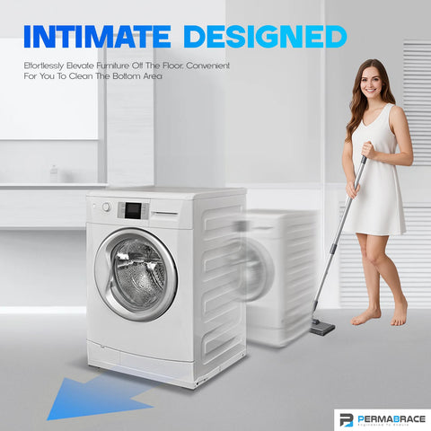 Heavy Duty Washing Machine Stand With Wheels For Front Load And Top Load, Beefed Up Anti Vibration Base, 250 Kg Capacity, Retractable Brakes, Adjustable Depth From 38 To 60 Cm, White