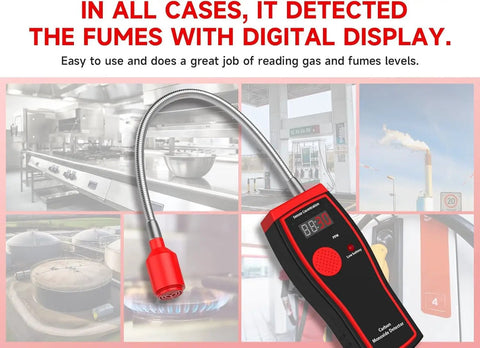 Portable 3 In 1 Carbon Monoxide And Carbon Dioxide Detector With 12 Inch Bendable Probe Battery Operated Handheld Alarm Beep
