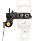 Close-up of Sync Drop Away Archery Arrow Rest With Smooth Cable Driven Draw For Consistent Shot Laterally Adjustable Launcher Arms Black