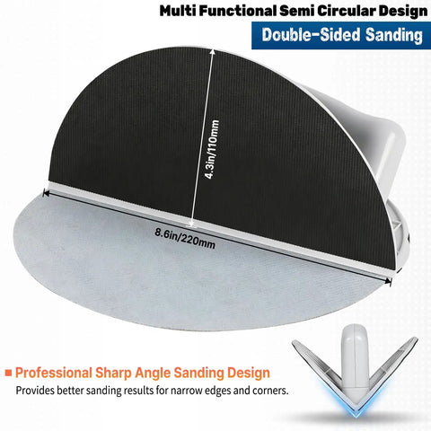 Pro Grade Drywall Corner Sander 9 Inch With Hook And Loop Backing Semi Circular Angle Sanding Tool Kit double-sided design