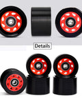 Details of Eight Pack 58mm By 39mm 95A Indoor Quad Roller Skate Wheels For Roller Derby Speed Skating Artistic Jam Rink And Rhythm Skates With PU Wear Resistant Build Grippy Double Row ABEC 9 Bearings