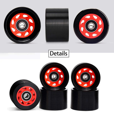 Details of Eight Pack 58mm By 39mm 95A Indoor Quad Roller Skate Wheels For Roller Derby Speed Skating Artistic Jam Rink And Rhythm Skates With PU Wear Resistant Build Grippy Double Row ABEC 9 Bearings
