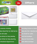 Shell Mailer Incognito Trading Card Envelopes, 100 Pack, size 7 x 4.35 inch, comparison with plain white envelope for mailing.