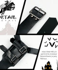 Detailed view of buckles on Medieval Sword Back Holster Leather Shoulder Frog Belt For Knight Cosplay Adjustable Universal Fit
