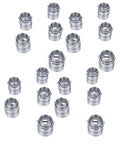 20-Pack of One-Inch Squeeze Conduit Connectors Crafted from Die Cast Zinc Alloy with Heavy-Duty Reversible Locking Nuts arranged.