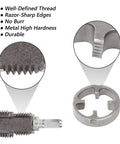 Close-up of Electric Drill PVC Pipe Threader Kit with 1/2 Inch 3/4 Inch and 1 Inch Dies showing thread detail and tool durability.