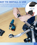 Person installing 8 Pack 2 Inch Nylon Office Chair Wheels Replacement Heavy Duty Casters using drill on hardwood floor