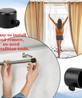 Heavy Duty Black Curtain Rod End Caps For One Point One Inch Diameter Rods Roman Head Finial Ends Metal Seals Set Of Four For Sleek Modern Window Decor And Easy Install on curtain rod