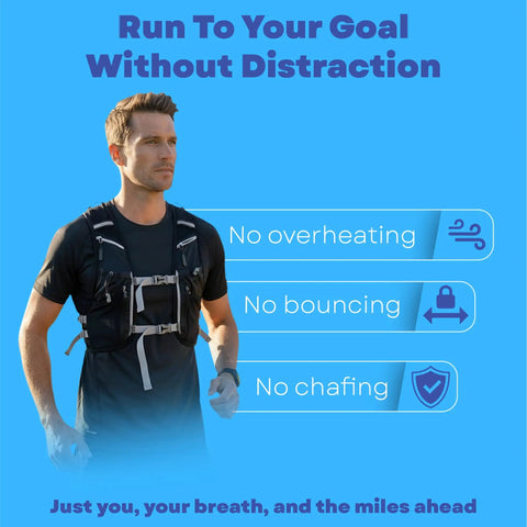 Runner wearing Go To Hydration Vest For Running With Two 500ml Flasks, Phone Pocket, No Bounce Comfort, Ultralight Water Backpack For Men And Women
